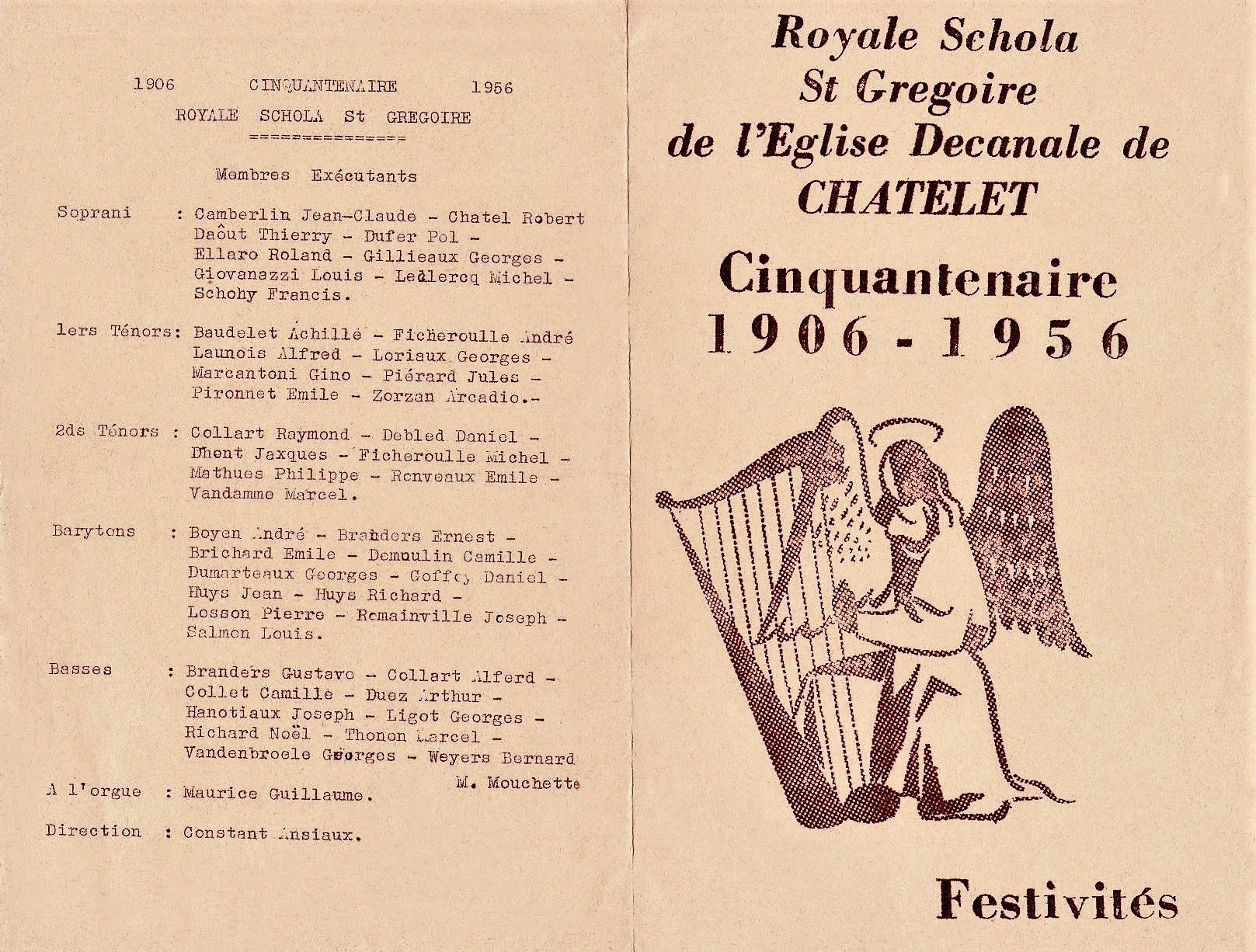 Royale schola st gregoire chatelet jubile 1956 recto 1